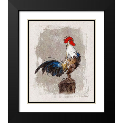 Cock-a-doodle-do Black Modern Wood Framed Art Print with Double Matting by Louis, Shanda