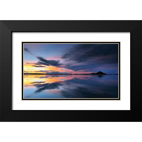 Lake Myvatn Reflections Black Modern Wood Framed Art Print with Double Matting by Mumford, Andy