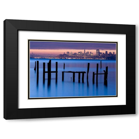 Bay Pilings  Sausalito Black Modern Wood Framed Art Print with Double Matting by Murray, Jeffrey