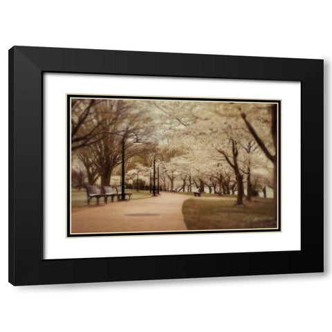 Springtime Stroll Black Modern Wood Framed Art Print with Double Matting by Mikaels, Natalie