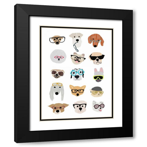 Dogs with Glasses Black Modern Wood Framed Art Print with Double Matting by Melin, Hanna