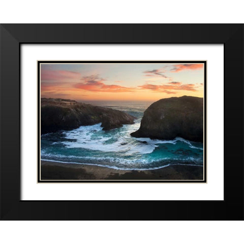 Coastal Glow Black Modern Wood Framed Art Print with Double Matting by Mikaels, Natalie