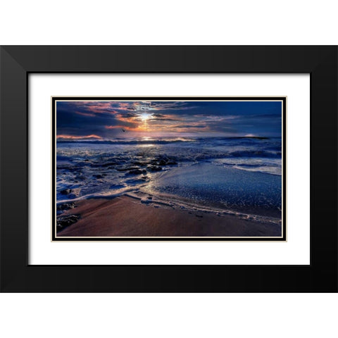 Deep Blue Black Modern Wood Framed Art Print with Double Matting by Mikaels, Natalie