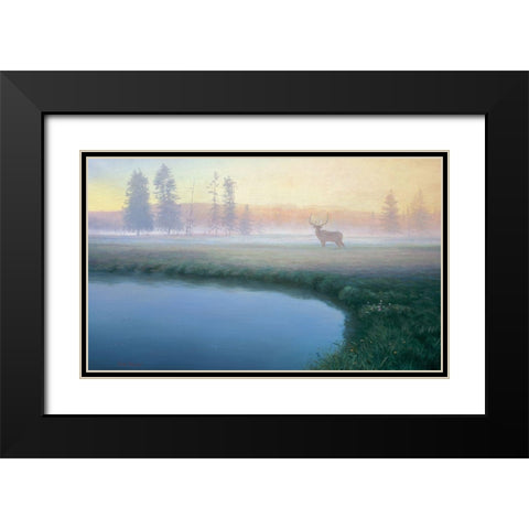 Yellowstone Mist Black Modern Wood Framed Art Print with Double Matting by Manocchia, Adriano