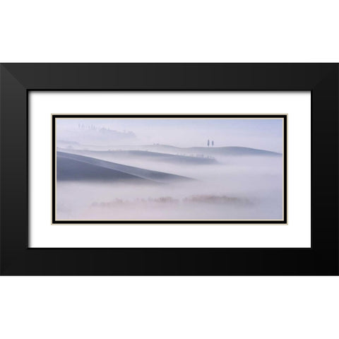 Dawn Mist in Val daâ‚¬â„¢Orcia, Tuscany Black Modern Wood Framed Art Print with Double Matting by Mumford, Andy