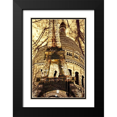 Paris Lights Black Modern Wood Framed Art Print with Double Matting by Miamee, Golie