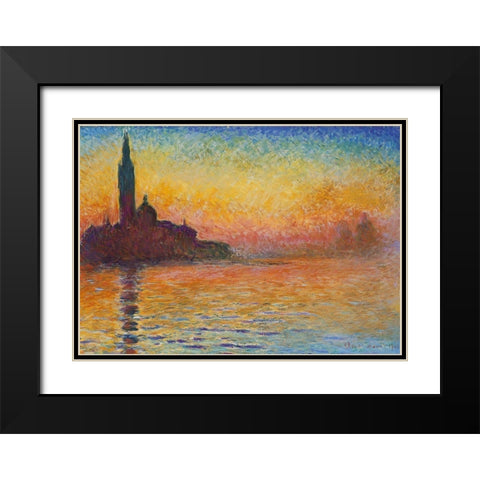 Saint-Georges majeur au cr puscule Black Modern Wood Framed Art Print with Double Matting by Monet, Claude