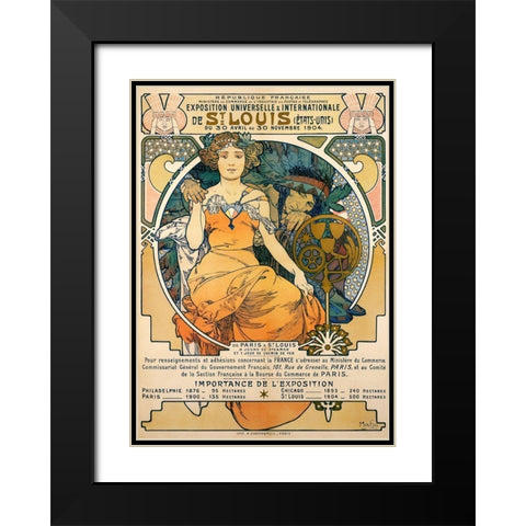 1904 St. Louis Worlds Fair Poster Black Modern Wood Framed Art Print with Double Matting by Mucha, Alphonse