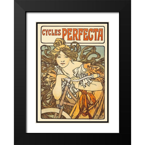 Cycles Perfecta, 1902 Black Modern Wood Framed Art Print with Double Matting by Mucha, Alphonse
