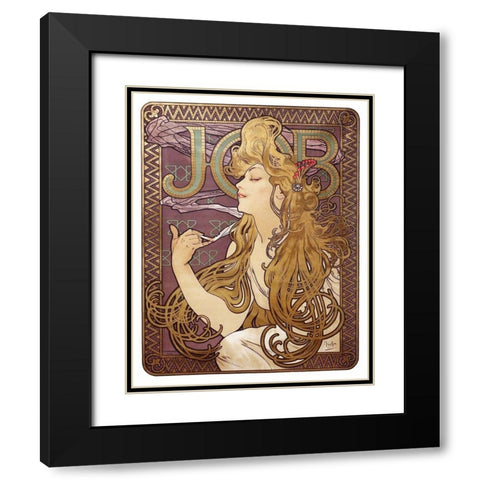 Job Cigarette Rolling Papers Advertisement, 1897 Black Modern Wood Framed Art Print with Double Matting by Mucha, Alphonse