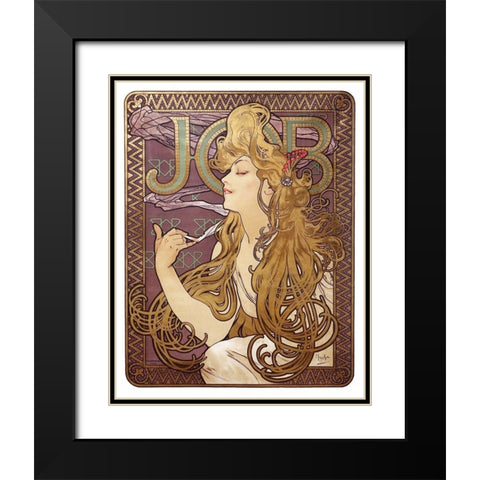Job Cigarette Rolling Papers Advertisement, 1897 Black Modern Wood Framed Art Print with Double Matting by Mucha, Alphonse
