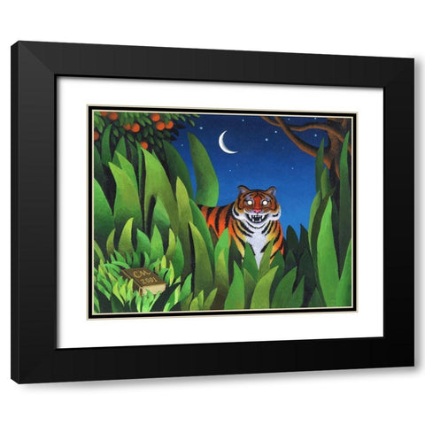Tiger Tyger Black Modern Wood Framed Art Print with Double Matting by Miles, Chris