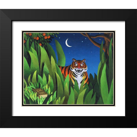 Tiger Tyger Black Modern Wood Framed Art Print with Double Matting by Miles, Chris