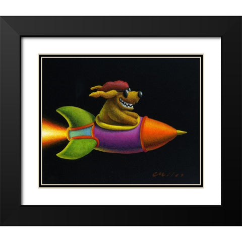 Rocket Dog Black Modern Wood Framed Art Print with Double Matting by Miles, Chris