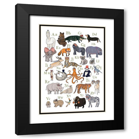 ABC Party Animal Black Modern Wood Framed Art Print with Double Matting by Melin, Hanna