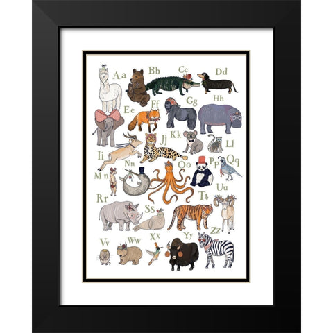 ABC Party Animal Black Modern Wood Framed Art Print with Double Matting by Melin, Hanna
