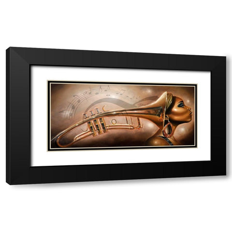 She Is Music Black Modern Wood Framed Art Print with Double Matting by Muhammad, Salaam