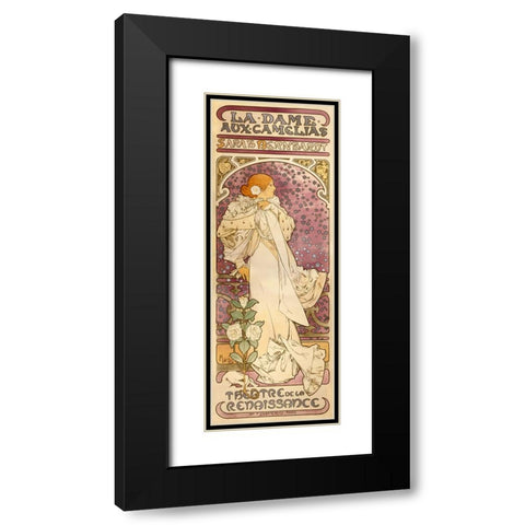 The Lady of the Camellias - Sarah Bernhardt, 1896 Black Modern Wood Framed Art Print with Double Matting by Mucha, Alphonse