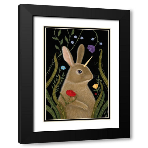 Beatrix the Bunnicorn Black Modern Wood Framed Art Print with Double Matting by Matarazzo, Gina