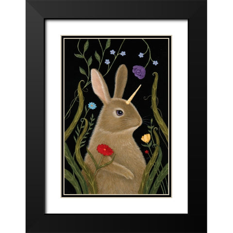 Beatrix the Bunnicorn Black Modern Wood Framed Art Print with Double Matting by Matarazzo, Gina