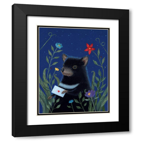 Jingos Letter Black Modern Wood Framed Art Print with Double Matting by Matarazzo, Gina