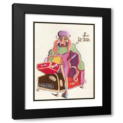 Miss Jet Setter Black Modern Wood Framed Art Print with Double Matting by Marshall, Lucy