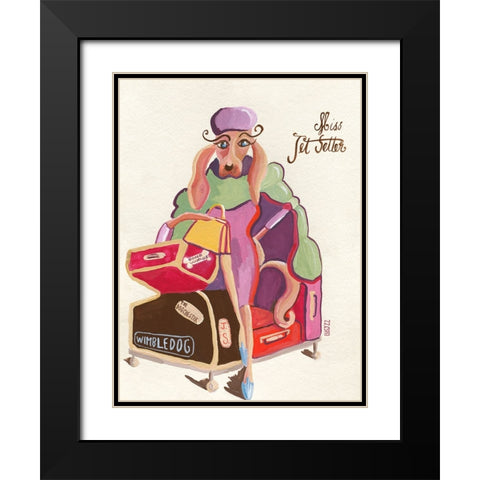 Miss Jet Setter Black Modern Wood Framed Art Print with Double Matting by Marshall, Lucy