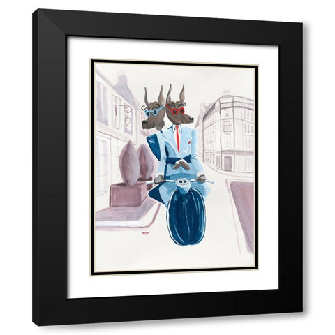 The Doberman Do Paris Black Modern Wood Framed Art Print with Double Matting by Marshall, Lucy