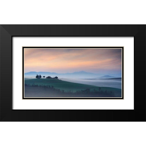 Capella di Vitaleta at Dawn Tuscany I Black Modern Wood Framed Art Print with Double Matting by Mumford, Andy