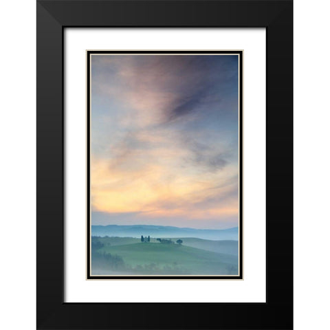 Capella di Vitaleta at Dawn Tuscany II Black Modern Wood Framed Art Print with Double Matting by Mumford, Andy