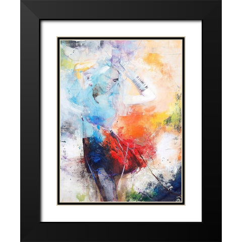 She Dances Black Modern Wood Framed Art Print with Double Matting by Design Fabrikken