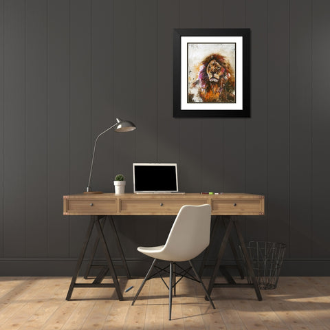 Tiger Vision Black Modern Wood Framed Art Print with Double Matting by Design Fabrikken