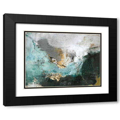 Arctic Green Black Modern Wood Framed Art Print with Double Matting by Design Fabrikken