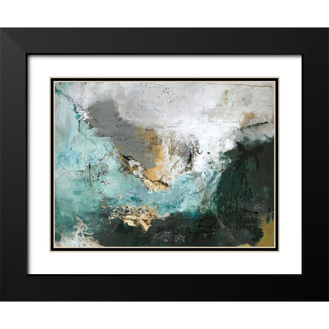 Arctic Green Black Modern Wood Framed Art Print with Double Matting by Design Fabrikken
