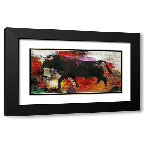 Bull Black Modern Wood Framed Art Print with Double Matting by Design Fabrikken