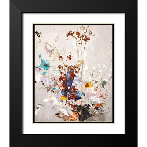 Fall Floral Black Modern Wood Framed Art Print with Double Matting by Design Fabrikken