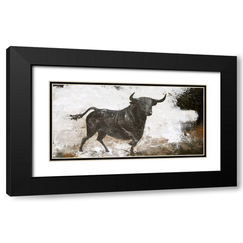 Black Bull Black Modern Wood Framed Art Print with Double Matting by Design Fabrikken