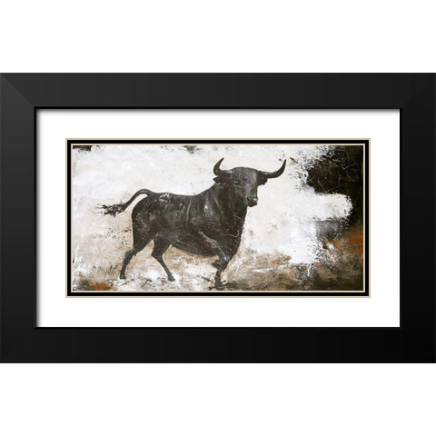 Black Bull Black Modern Wood Framed Art Print with Double Matting by Design Fabrikken