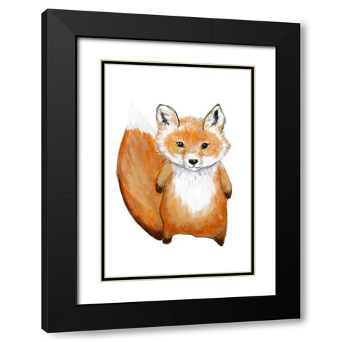 Little Fox Black Modern Wood Framed Art Print with Double Matting by Design Fabrikken