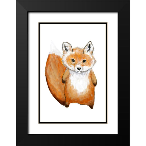 Little Fox Black Modern Wood Framed Art Print with Double Matting by Design Fabrikken