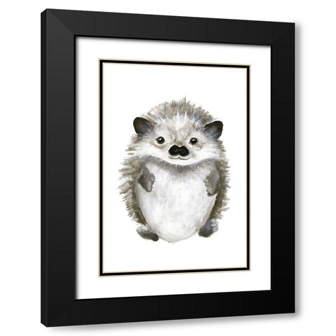 Little Hedgehog Black Modern Wood Framed Art Print with Double Matting by Design Fabrikken