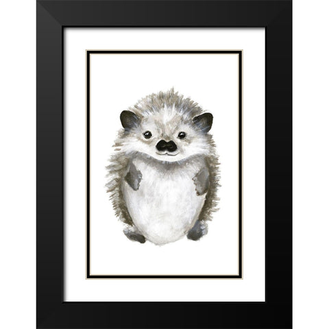 Little Hedgehog Black Modern Wood Framed Art Print with Double Matting by Design Fabrikken