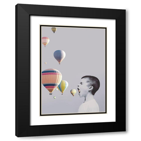 My Big Mouth Black Modern Wood Framed Art Print with Double Matting by Design Fabrikken