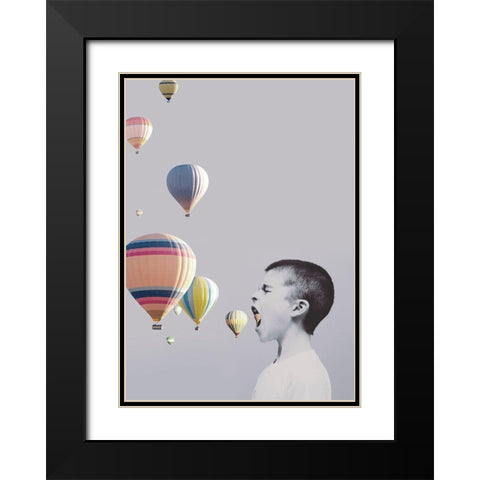 My Big Mouth Black Modern Wood Framed Art Print with Double Matting by Design Fabrikken