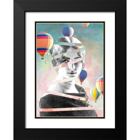 Cleo De Merode Baloons Black Modern Wood Framed Art Print with Double Matting by Design Fabrikken