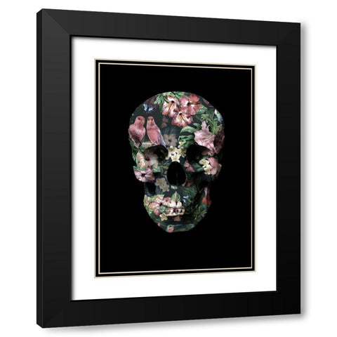 Tropic Skull Black Modern Wood Framed Art Print with Double Matting by Design Fabrikken