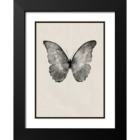 Black Butterfly on Tan Black Modern Wood Framed Art Print with Double Matting by Design Fabrikken