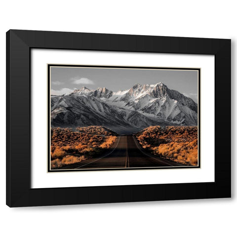 The Road 1 Black Modern Wood Framed Art Print with Double Matting by Design Fabrikken