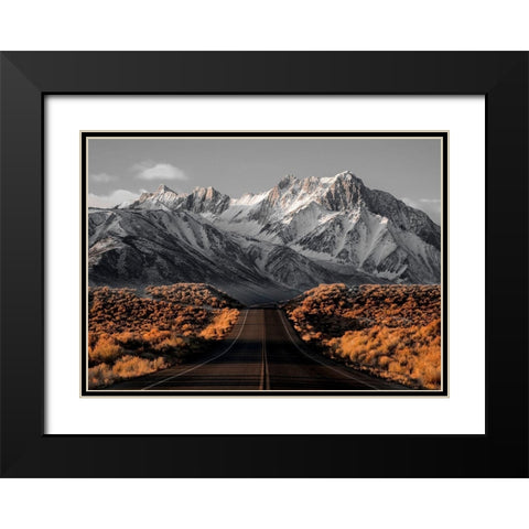 The Road 1 Black Modern Wood Framed Art Print with Double Matting by Design Fabrikken