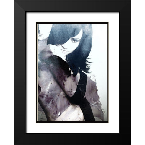 Flow Black Modern Wood Framed Art Print with Double Matting by Design Fabrikken